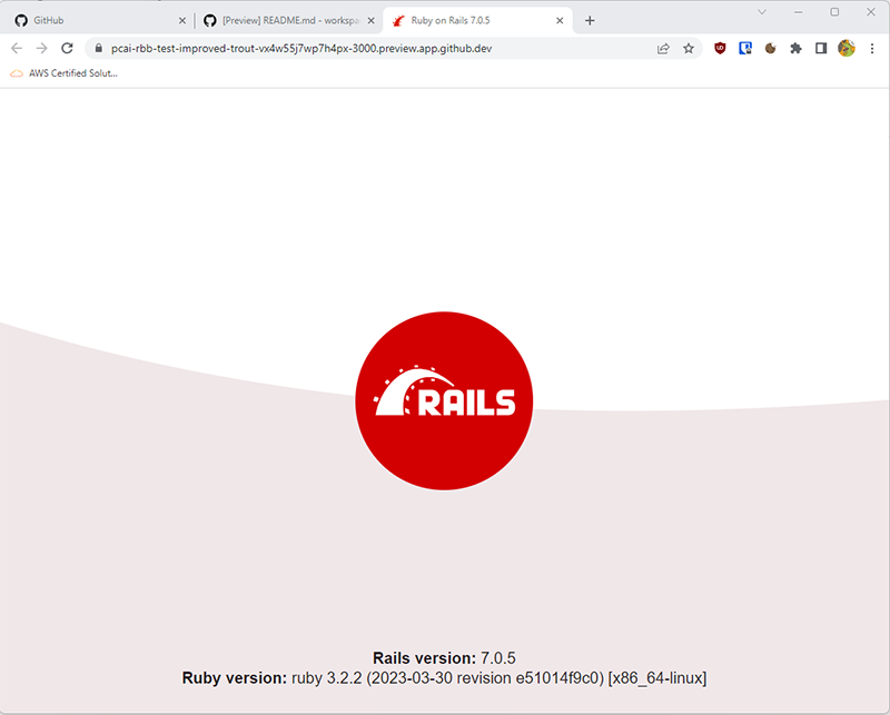Screenshot of a Ruby on Rails default home page